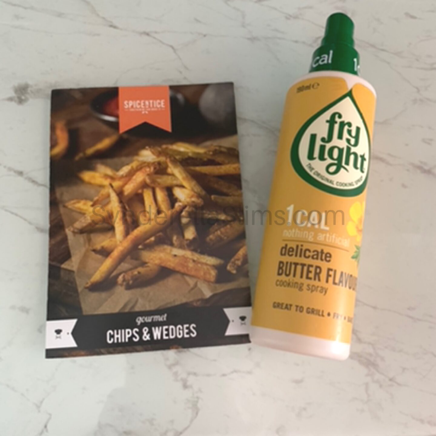 a bottle of fry light and a spicentice leaflet
