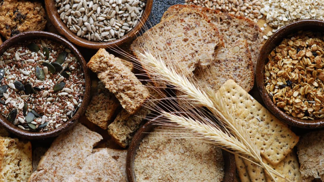 a display of high fibre foods